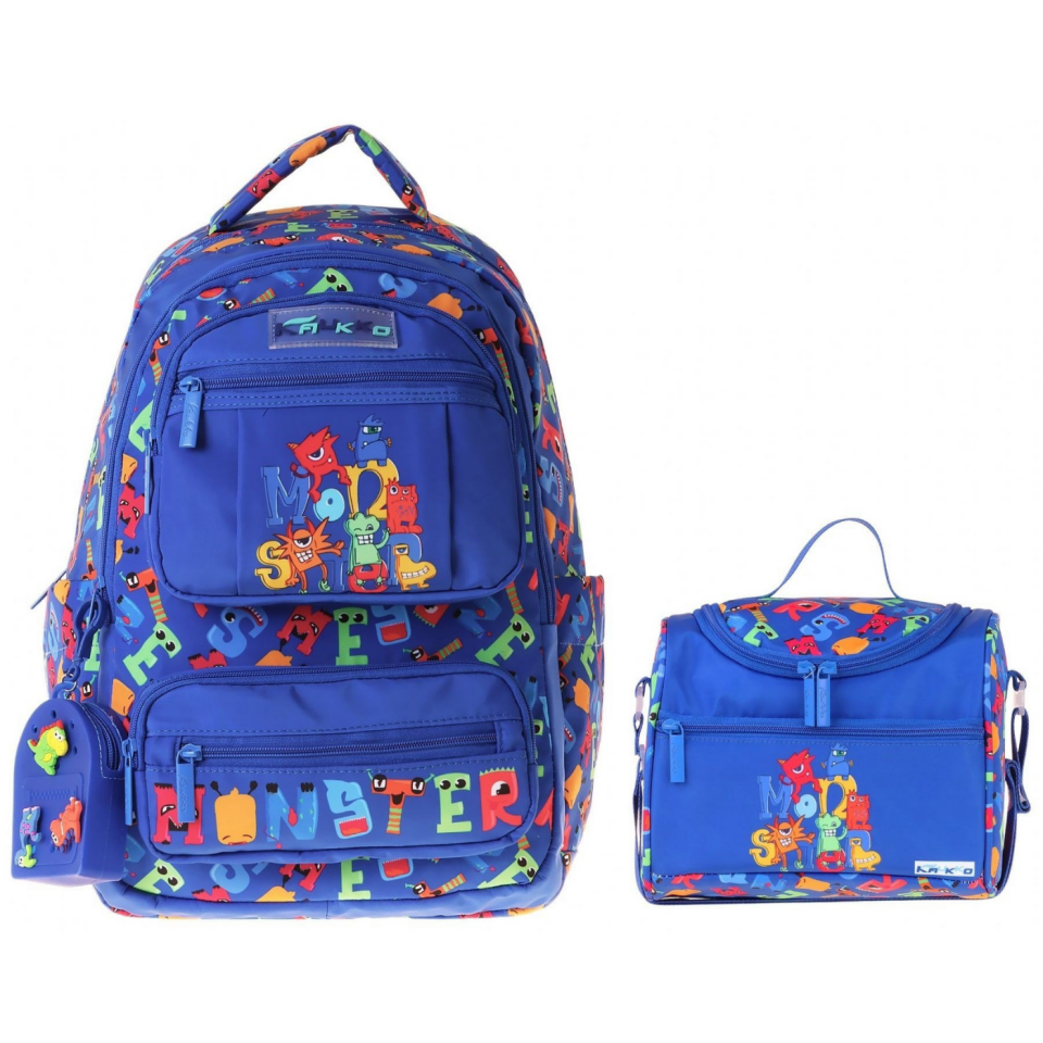 Kaukko Kids Sırt Çantası Beslenme Çantası Monster Set L5404