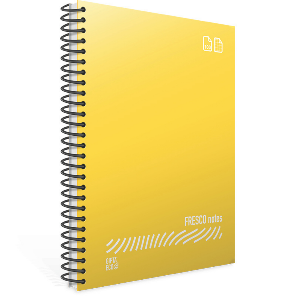 Gıpta 4933 Fresco Spiralli PP Kapak A4 72 Yaprak Kareli Defter Sarı