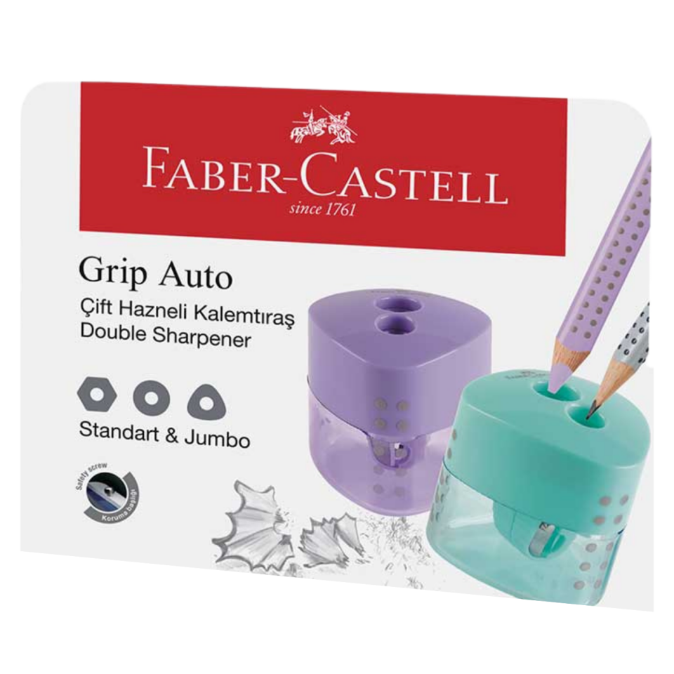 Faber-Castell Grip Auto Çift Hazneli Pastel Kalemtıraş Yeşil