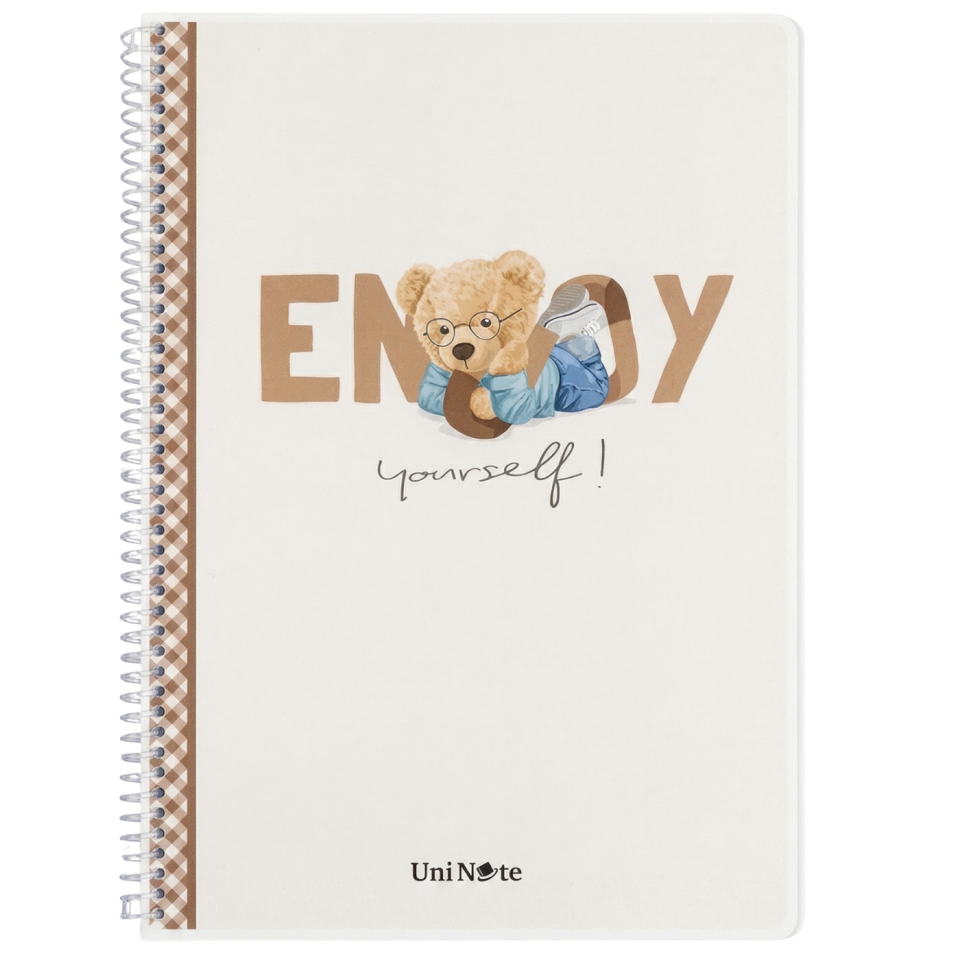 UniNote Bear Spiralli Kabartma Kapak A4 72 Yp.Çizgili Defter 05