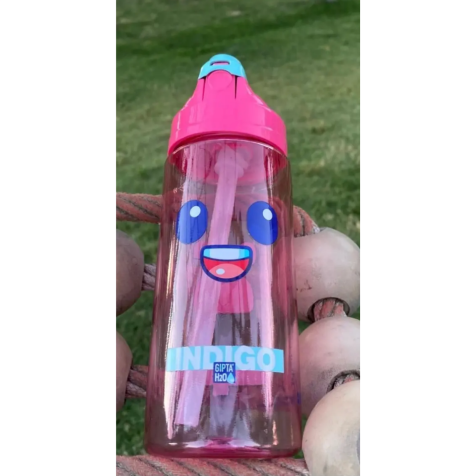 Gıpta 7508 Indigo Trıtan Desenli Pipetli Matara 500ml Pembe