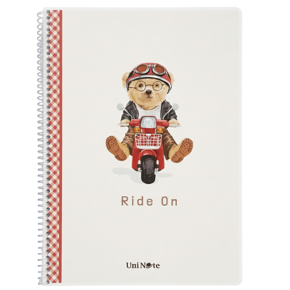 UniNote Bear Spiralli Kabartma Kapak A4 72 Yp.Çizgili Defter 06