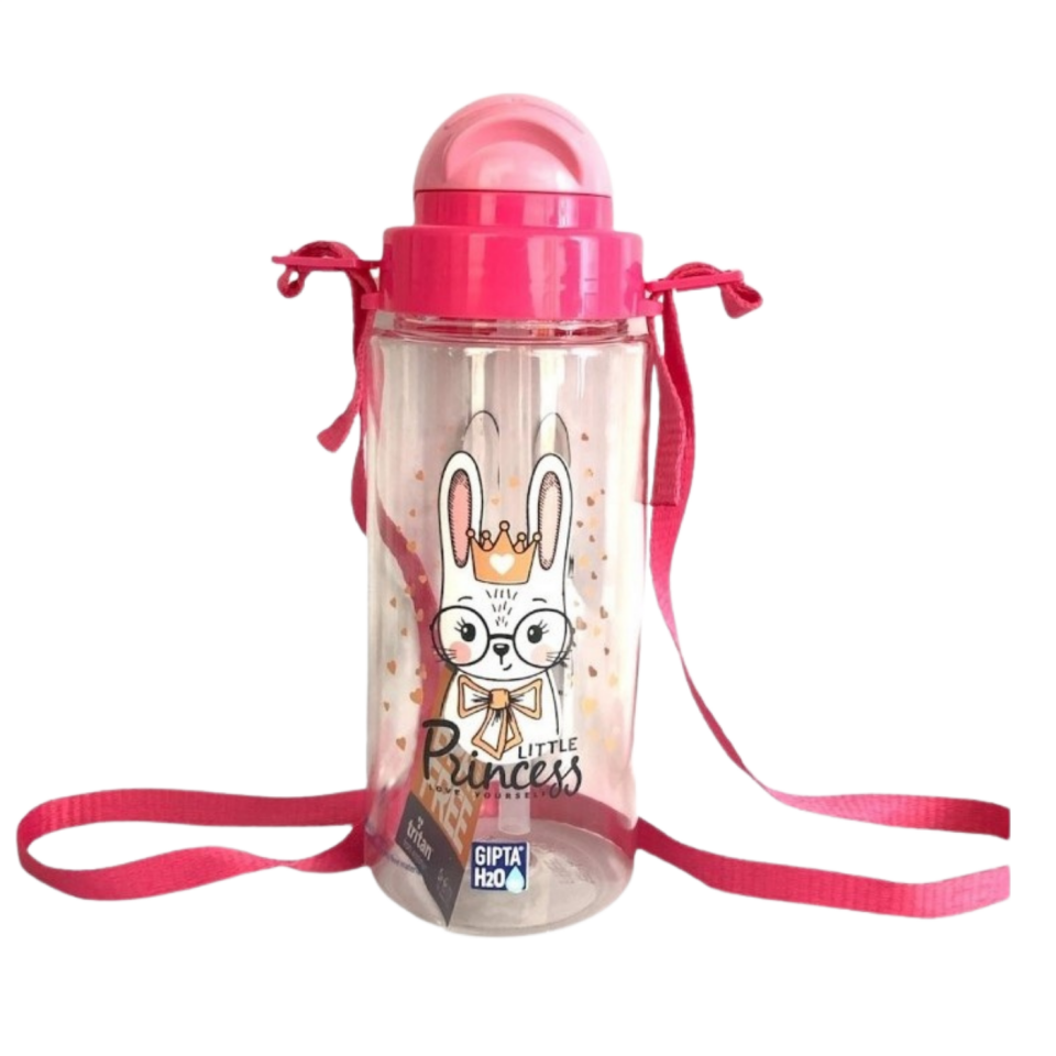 Gıpta Fun Trıian Desenli Pipetli Matara 500ml Pembe
