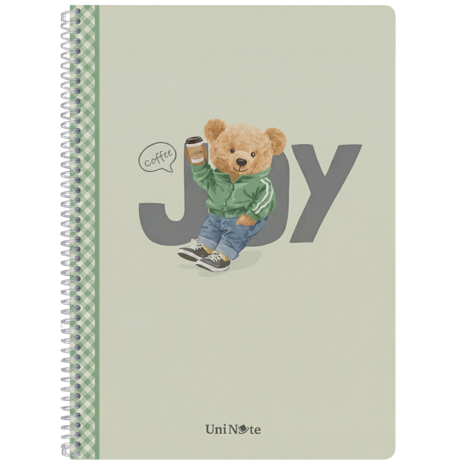 UniNote Bear Spiralli Pp Kapak A4 96 Yp.Çizgili Defter 08