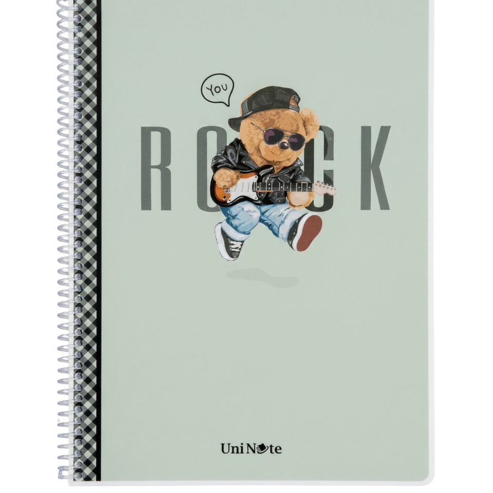 UniNote Bear Spiralli Pp Kapak A4 72 Yp.Kareli Defter 01