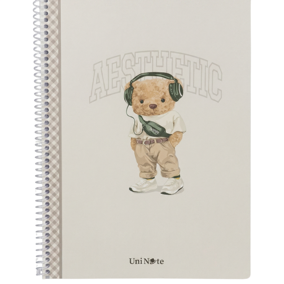 UniNote Bear Spiralli Pp Kapak A4 72 Yp.Kareli Defter 04