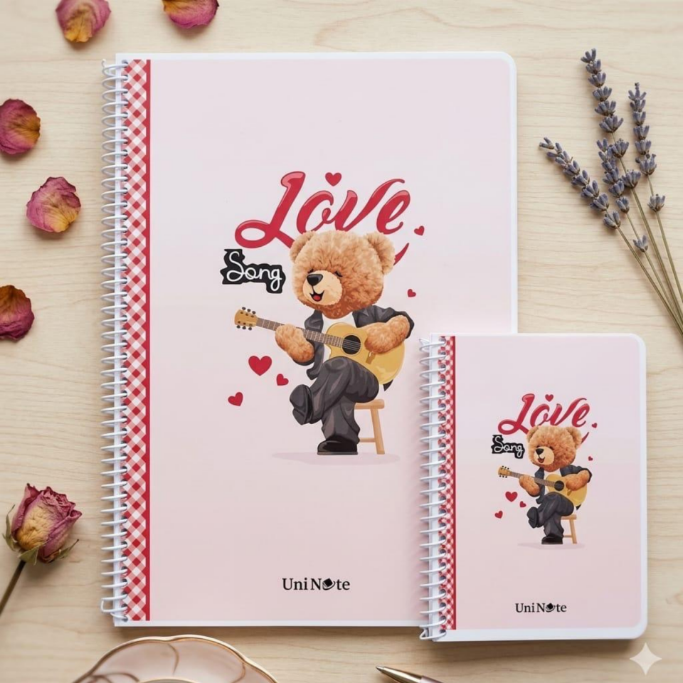UniNote Bear Spiralli Pp Kapak A4 72 Yp.Kareli Defter 07