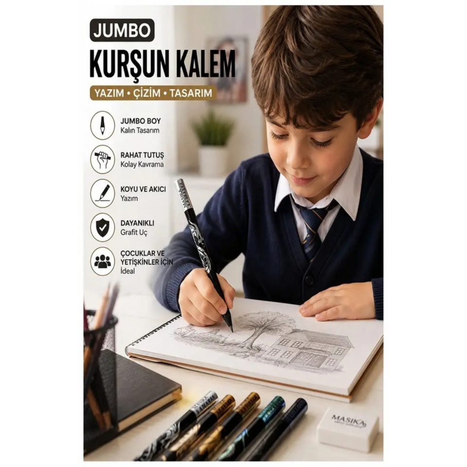 Silka 1515 Dragon Prime Jumbo Kurşun Kalem 4'lü