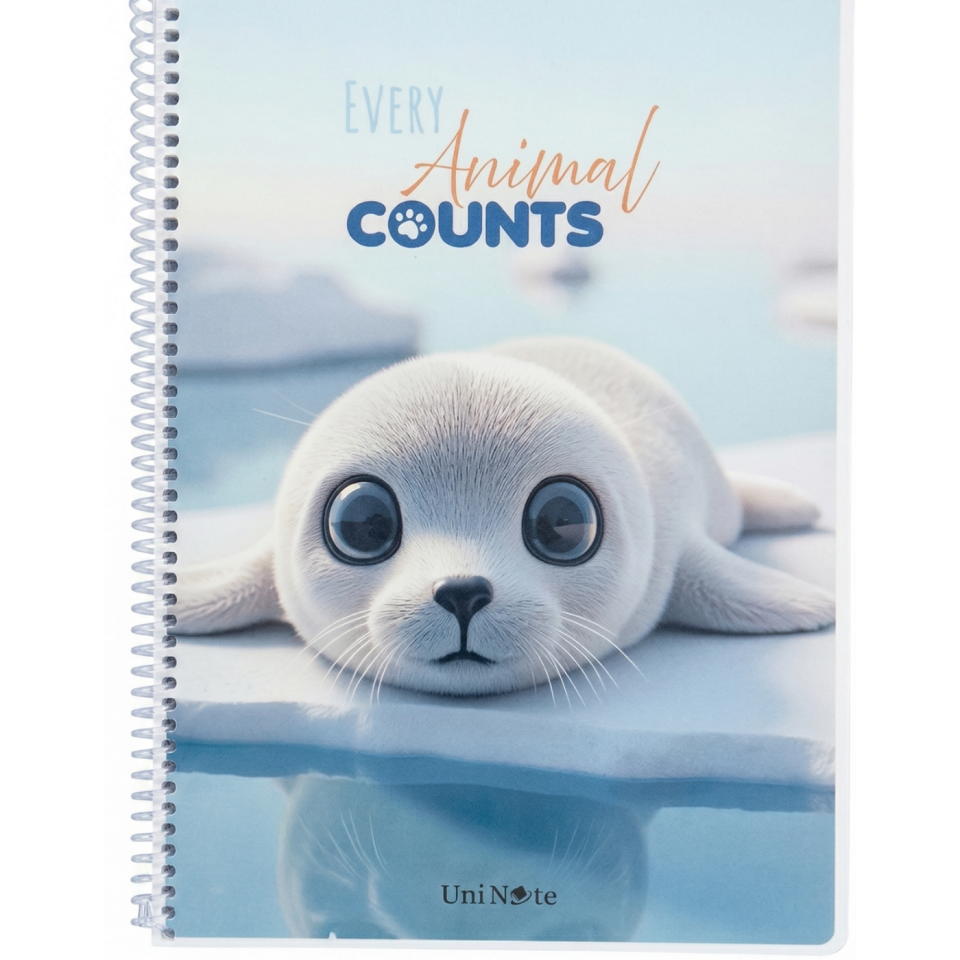 UniNote Animal Spiralli Pp Kapak A4 72 Yp.Çizgili Defter 03