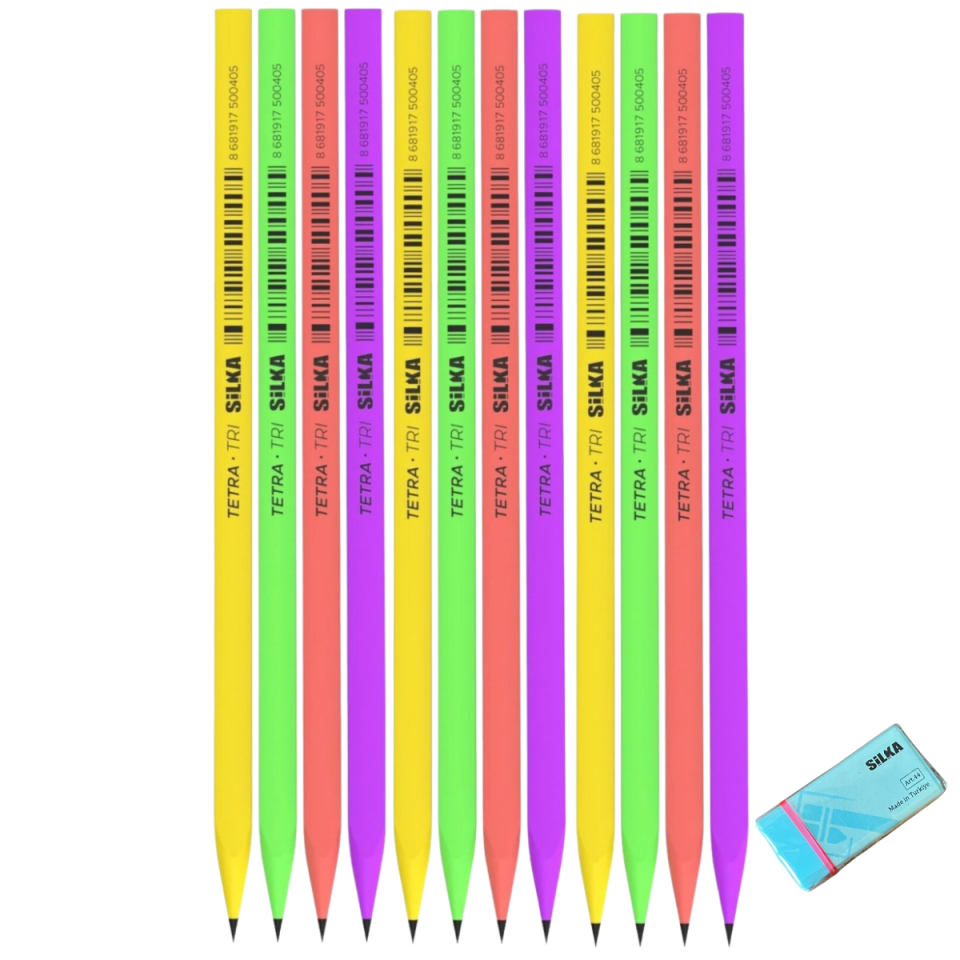 Silka Tri Shiny Neon Kurşun Kalem - 12'li