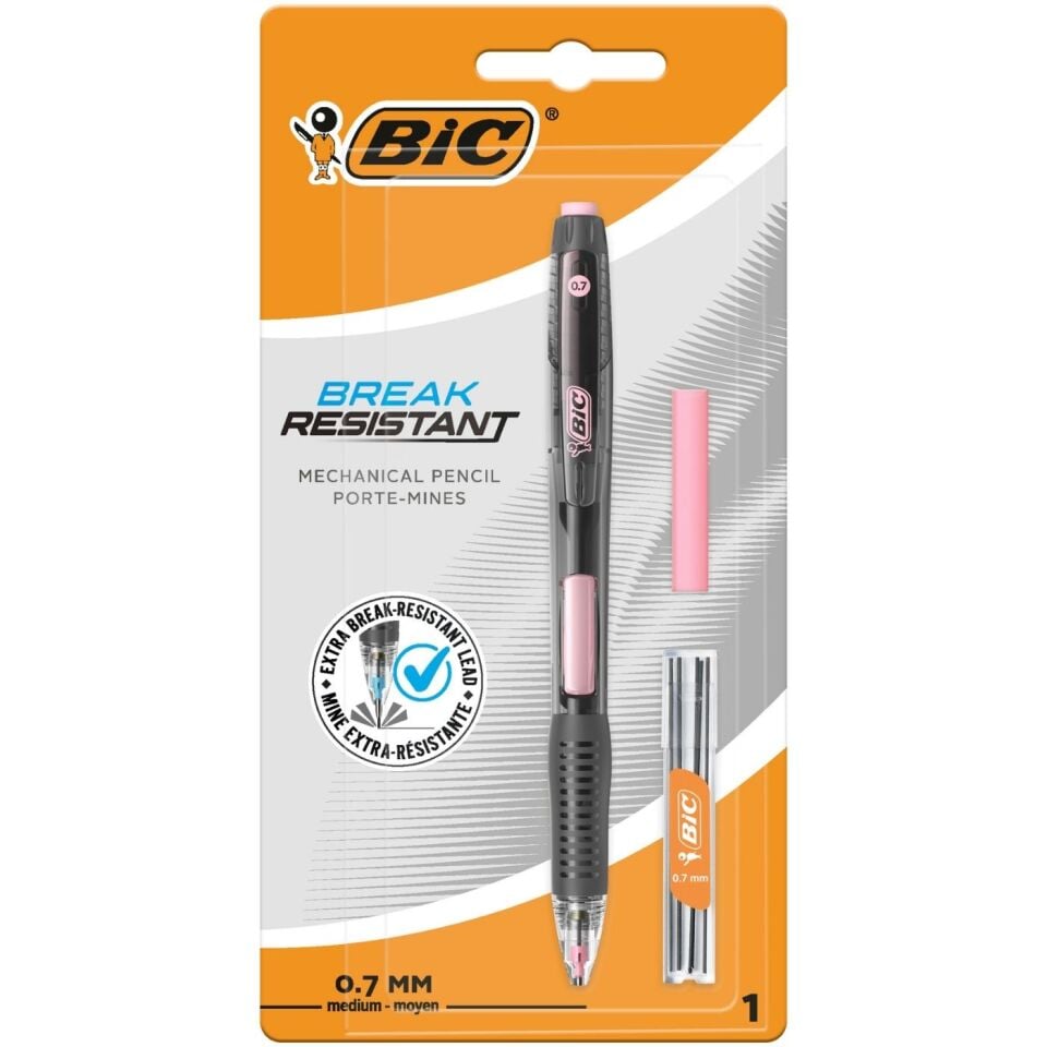 Bic Break Resistant 0.7 mm Versatil Kalem Seti 1 Kalem + 1 Silgi + 6'lı Uç Pembe