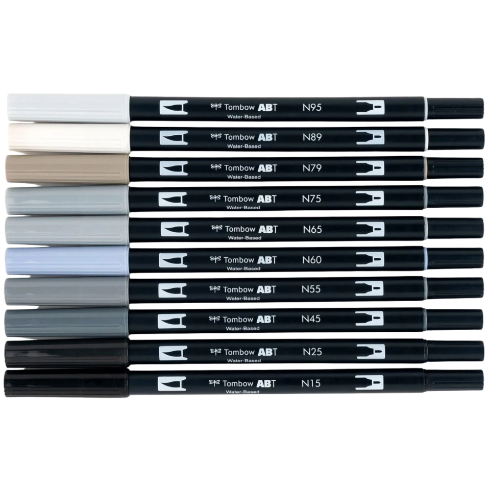 Tombow Dual Brush Pen Kalemi Seti Grayscale Renkler 56171 10 Renk