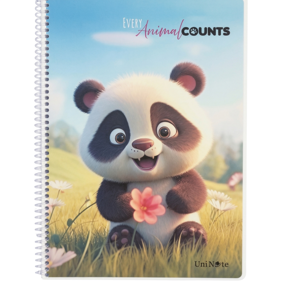 UniNote Animal Spiralli Pp Kapak A4 96 Yp.Kareli Defter 07