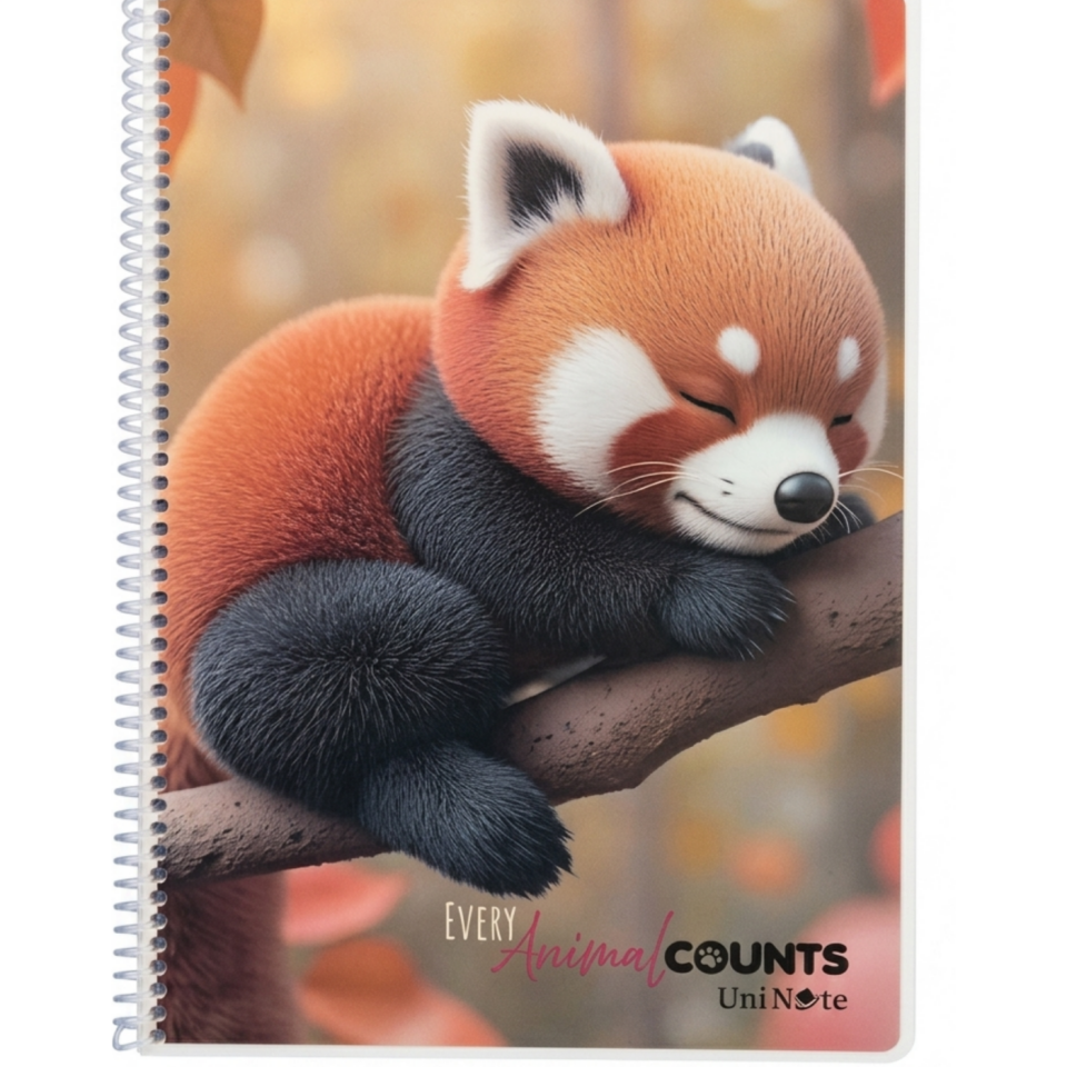 UniNote Animal Spiralli Pp Kapak A4 96 Yp.Kareli Defter 08