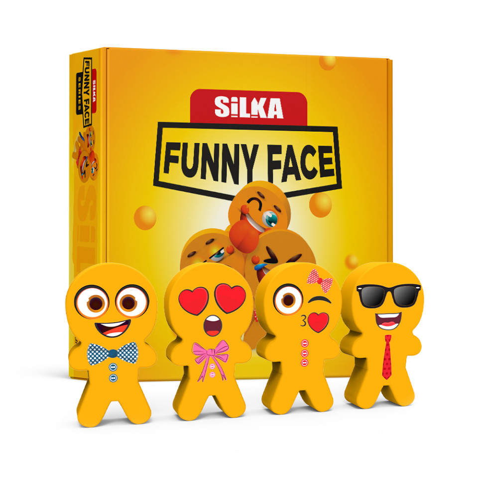 Silka 57 Funny Face Oyuncak Silgi 4'lü