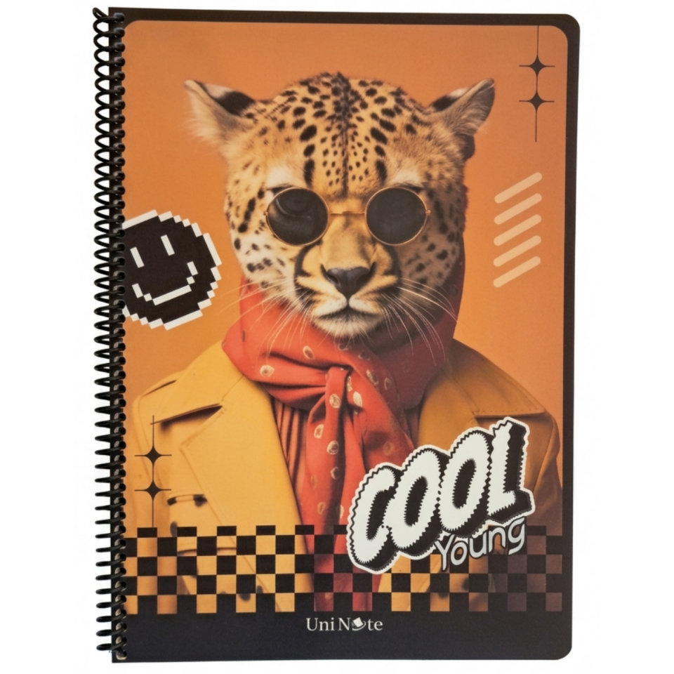 UniNote Cool Spiralli Pp Kapak A4 96 Yp.Kareli Defter 01