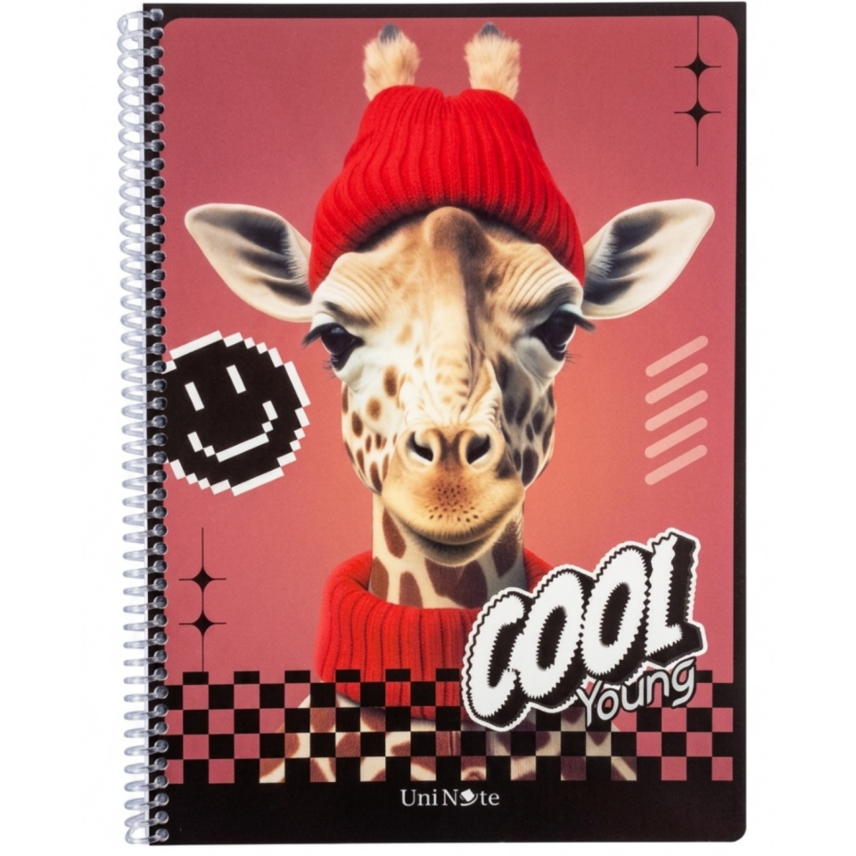 UniNote Cool Spiralli Pp Kapak A4 96 Yp.Çizgili Defter 02