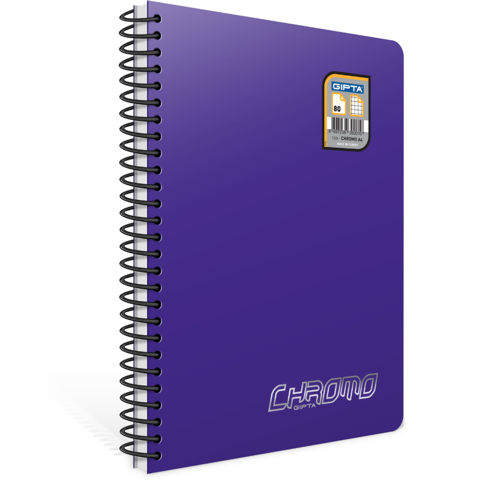 Gıpta 1341 Chromo Spiralli Pp Kapak A4 120 Yaprak Kareli Defter Siyah