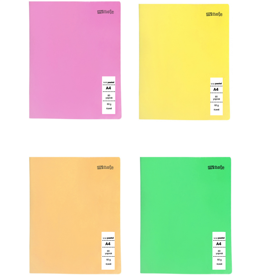 Mynote Text Pastel A4 Kareli Defter
