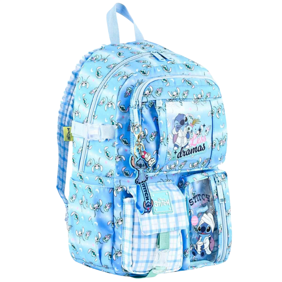 Frocx Stitch Desenli Mavi Okul Çantası