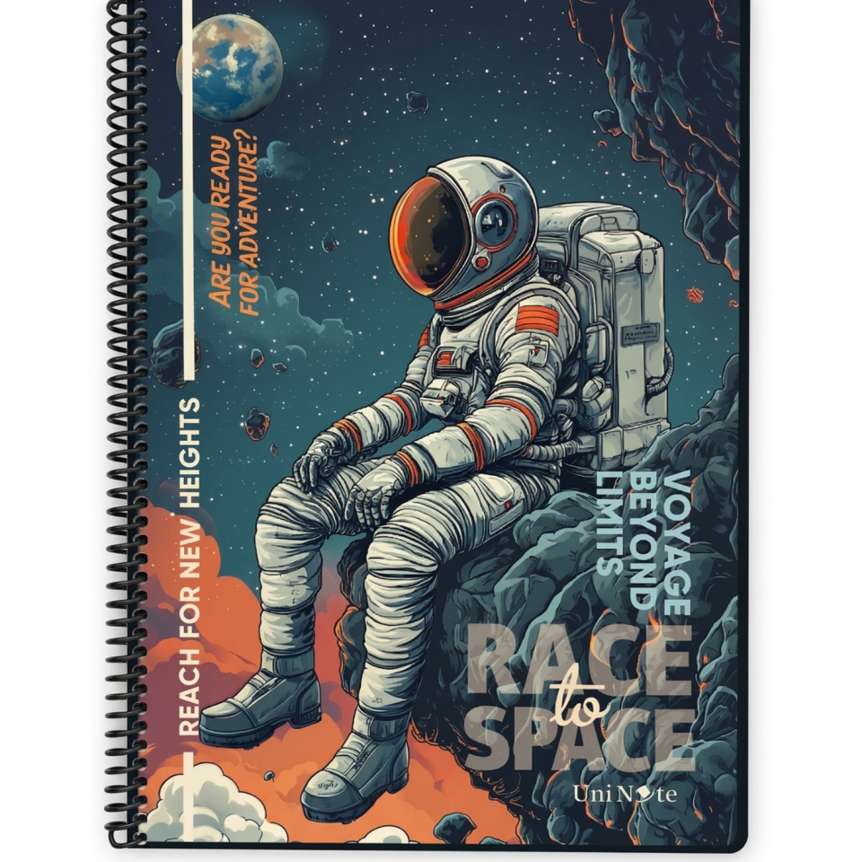 UniNote Space Spiralli Pp Kapak A4 96 Yp.Çizgili Defter 03