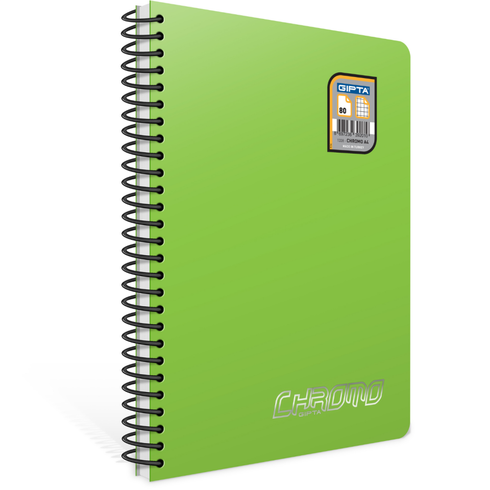 Gıpta 1348 Chromo Spiralli Pp Kapak A5 80 Yaprak Kareli Defter Kırmızı