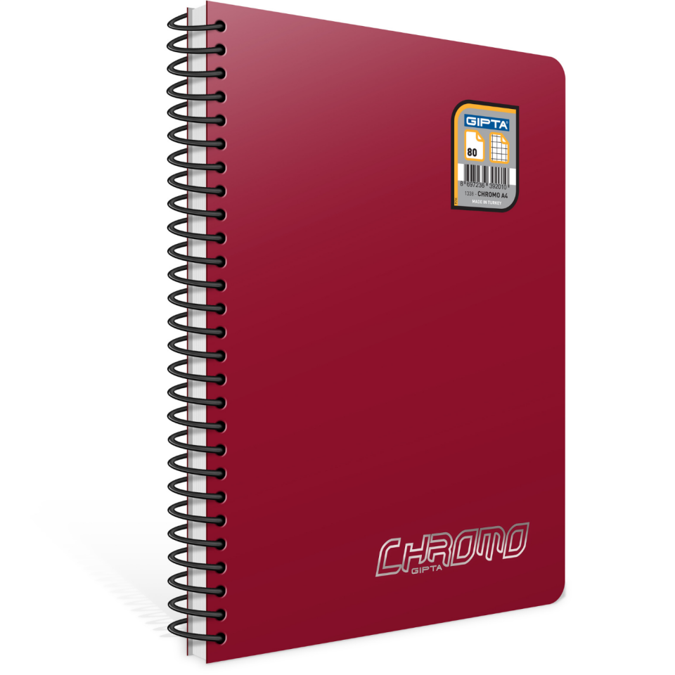 Gıpta 1348 Chromo Spiralli Pp Kapak A5 80 Yaprak Kareli Defter Pembe