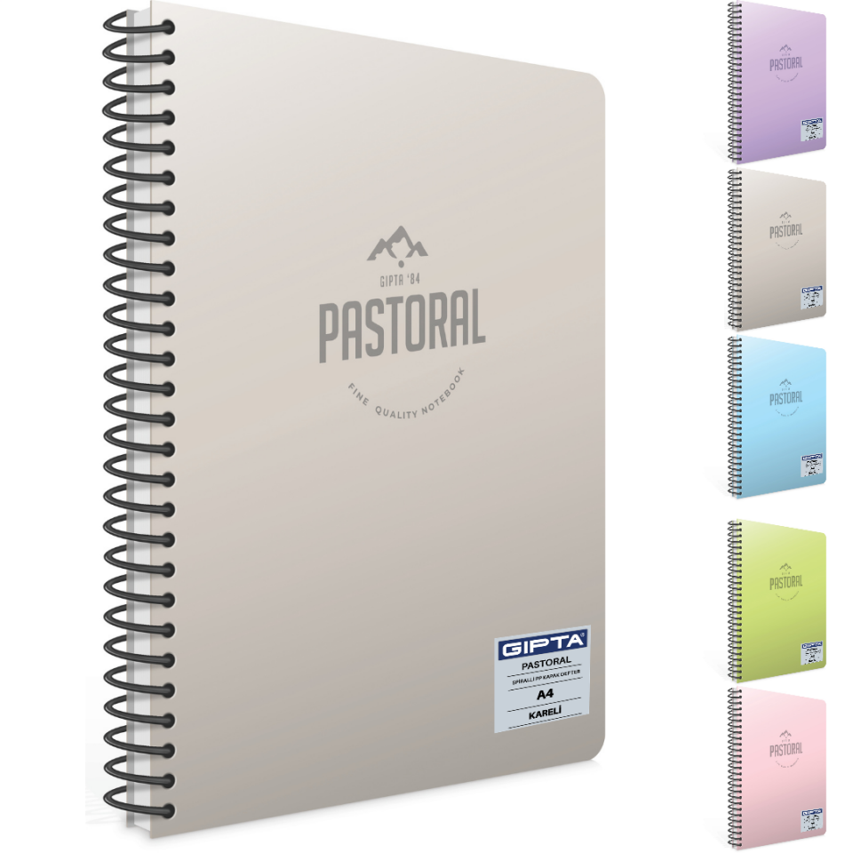 Gıpta Pastoral Spiralli PP Kapak A4 Kareli Defter