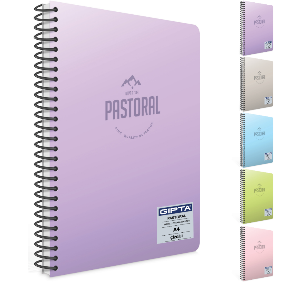 Gıpta Pastoral Spiralli PP Kapak A4 Çizgili Defter