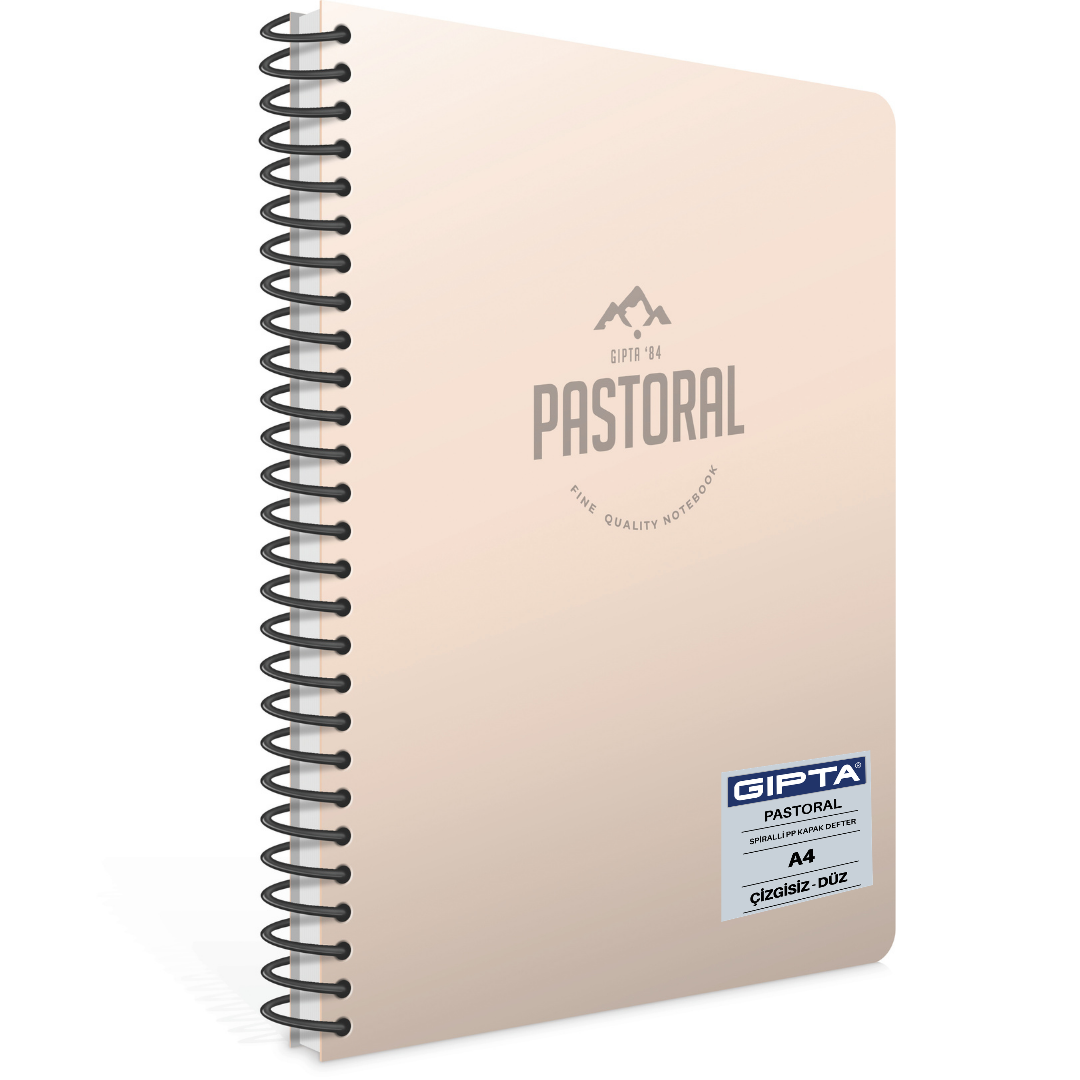 Gıpta 3243 Pastoral Spiralli PP Kapak A4 72 Yaprak Çizgisiz Defter Turuncu