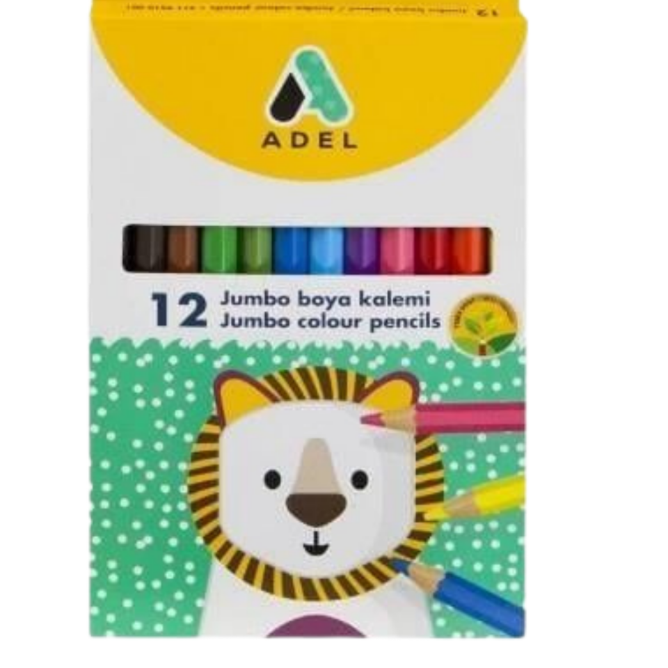 Adel Adel Jumbo Hexa Kuru Boya Kalemi 12 Renk Tam Boy 510001