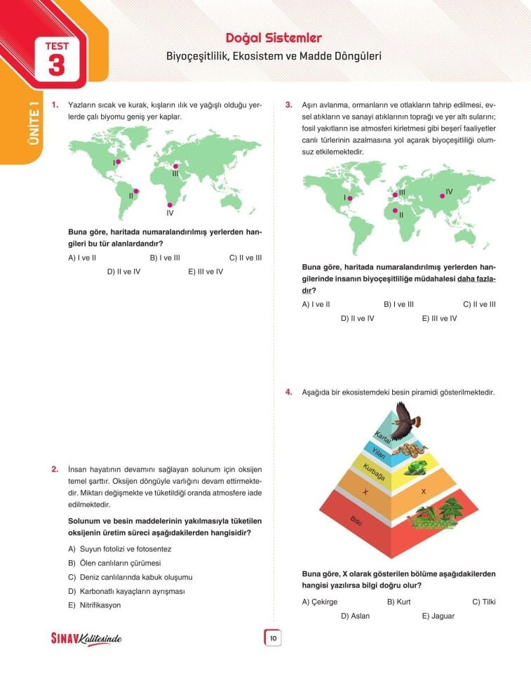 Sınav Yayınları Sınav Kalitesinde AYT Coğrafya Soru Bankası