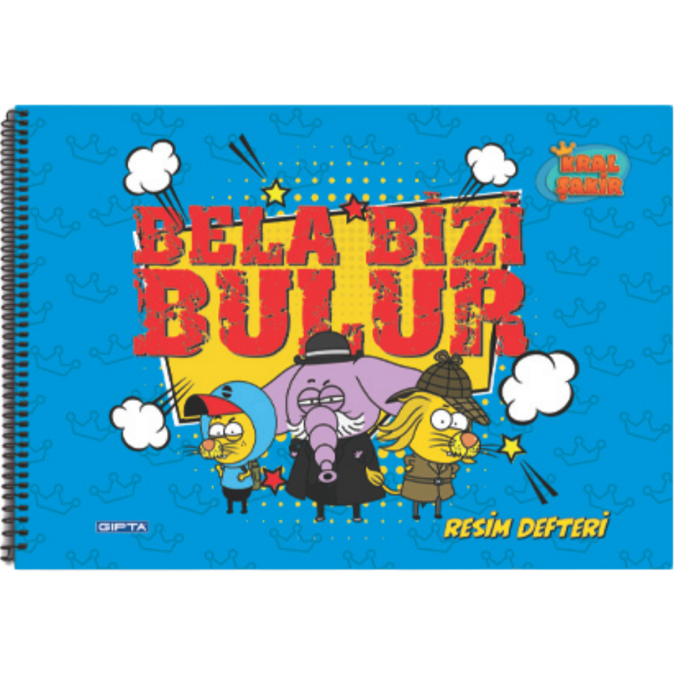 Gıpta 6008 Kral Şakir Spiralli 25x35 15 Yaprak Resim Defteri Mor