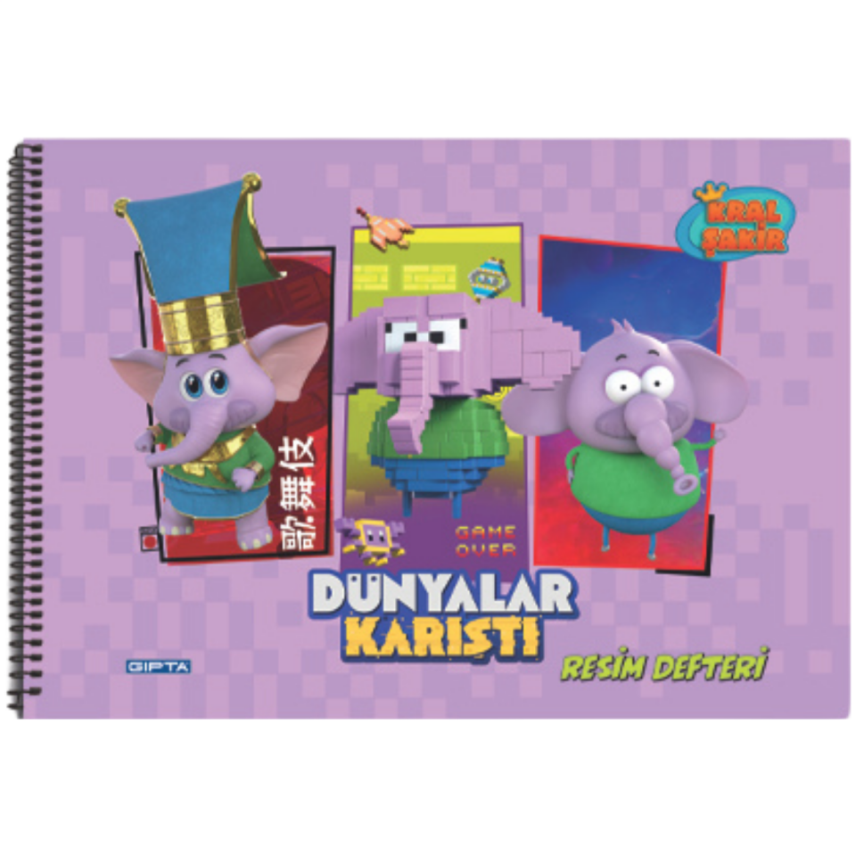 Gıpta 6009 Kral Şakir Spiralli 17x24 15 Yaprak Resim Defteri Mor
