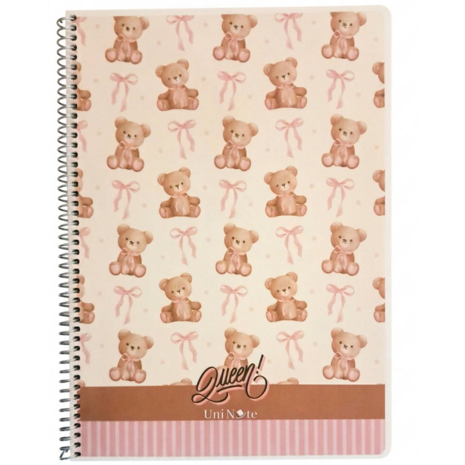 UniNote Queen Spiralli Pp Kapak A4 96 Yp.Çizgili Defter 02