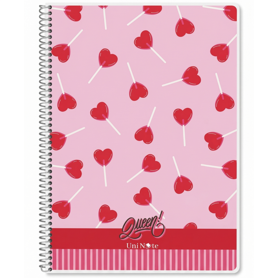 UniNote Queen Spiralli Pp Kapak A4 72 Yp.Kareli Defter 03