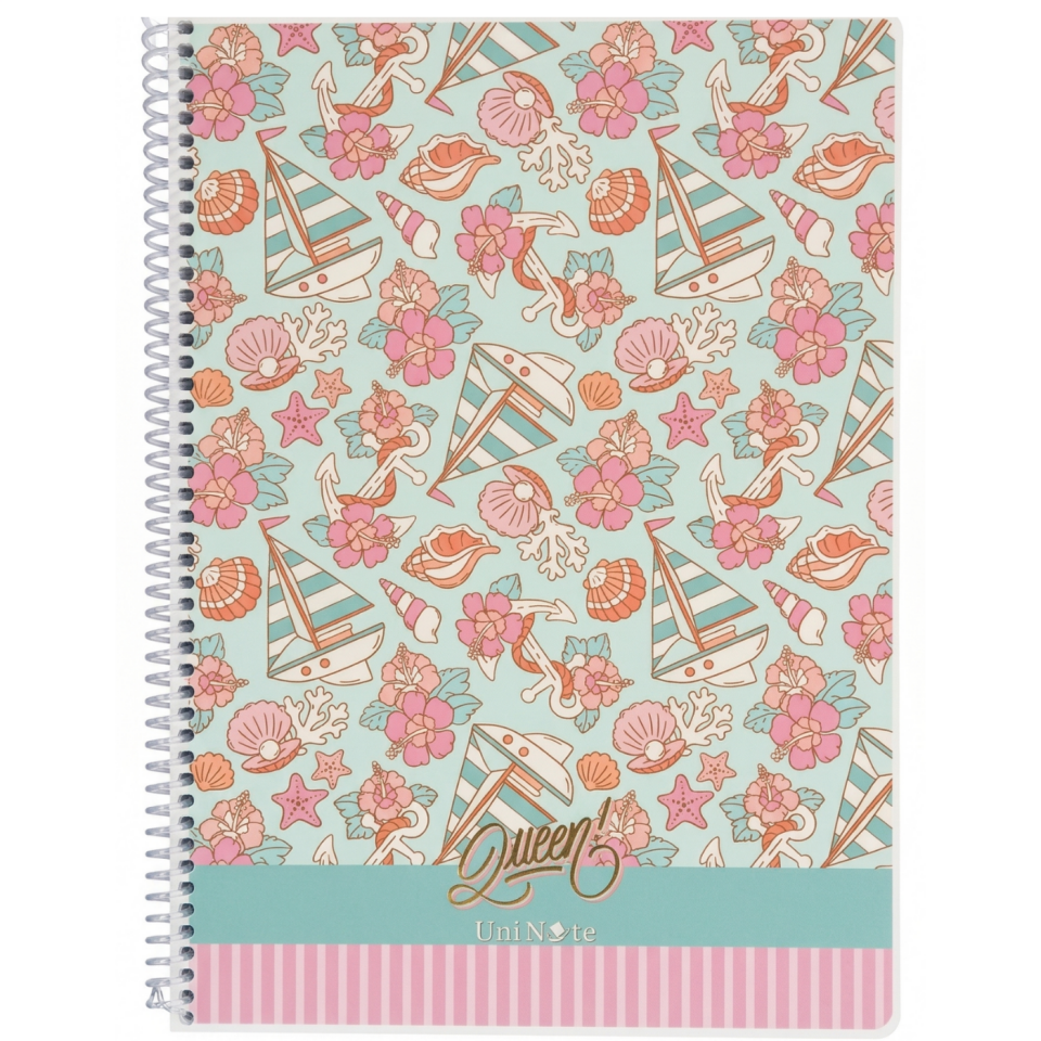 UniNote Queen Spiralli Pp Kapak A4 96 Yp.Kareli Defter 06