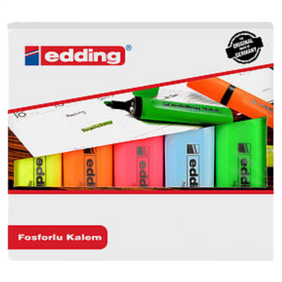Edding 344 Fosforlu Kalem Seti 5'li Doldurulabilir