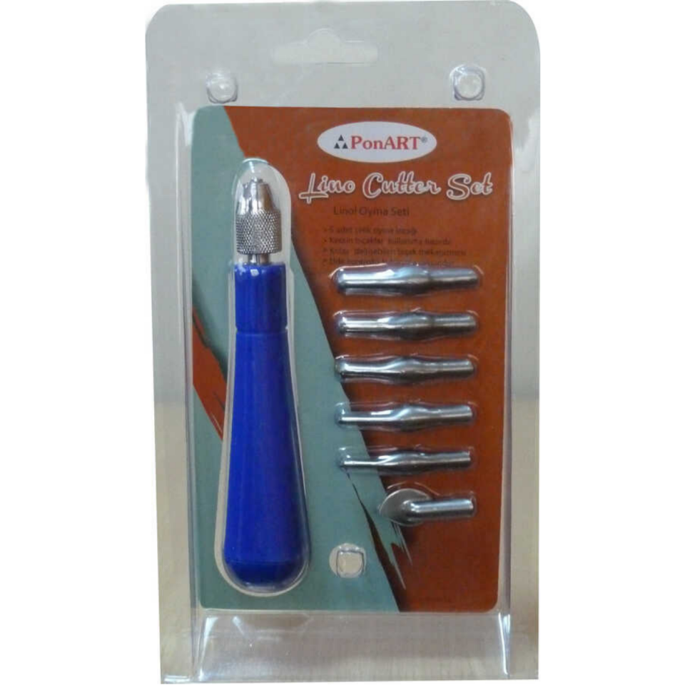Ponart Linol Oyma Bıçak Seti Ahşap Sap 6 Uç PT-A155093