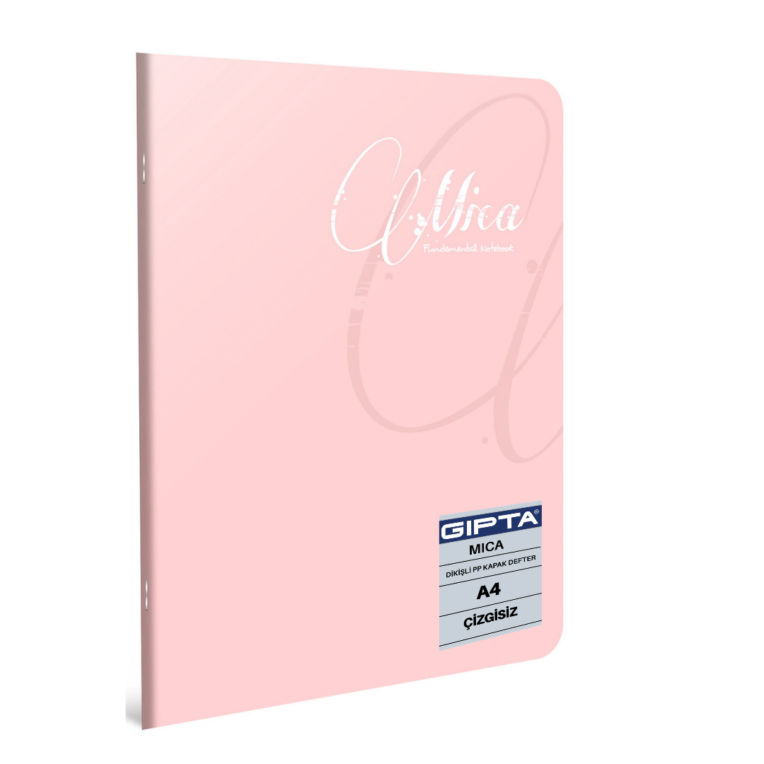 Gıpta Mica Dikişli Pp Kapak A4 Çizgisiz Defter Toz Pembe