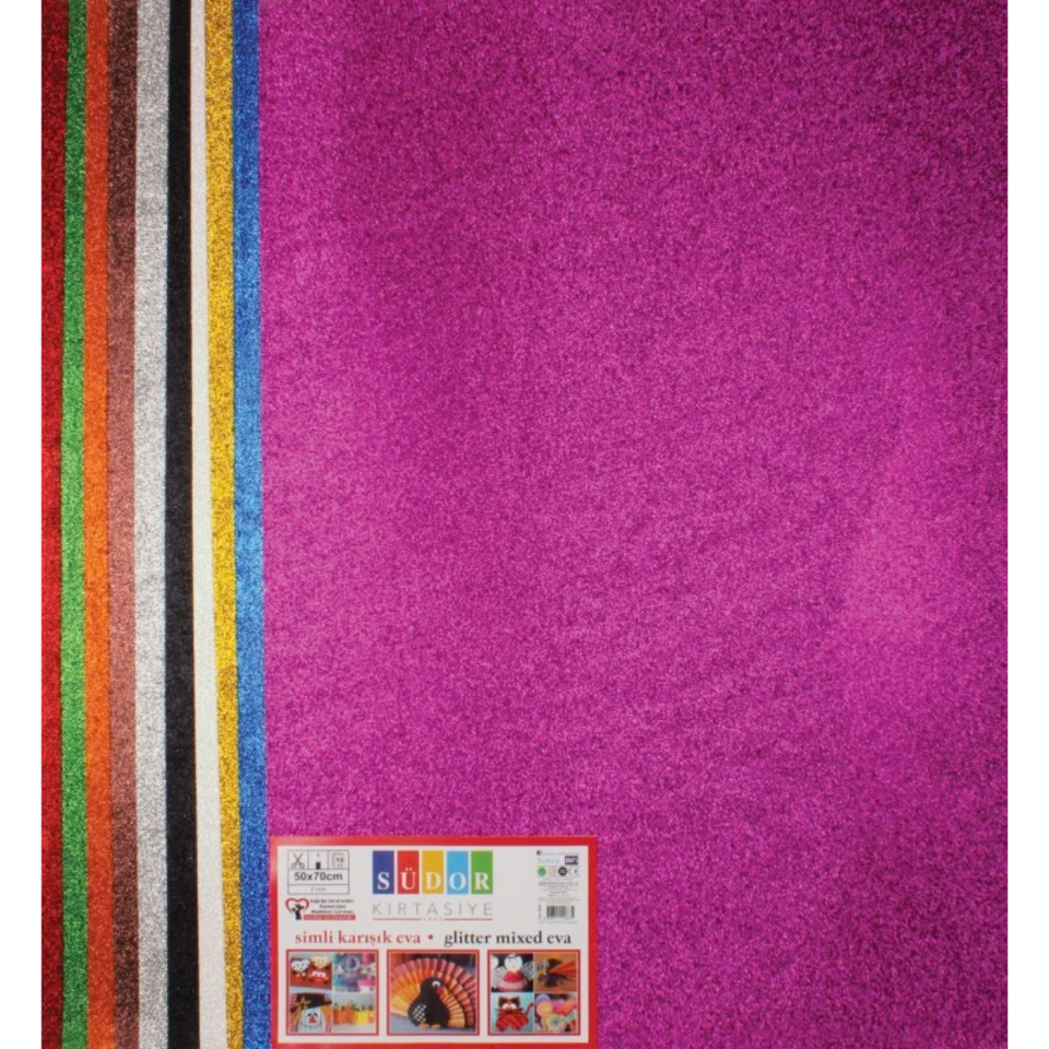 Südor Simli Yapışkanlı Eva 50x70 Cm 10'lu 10 Renk