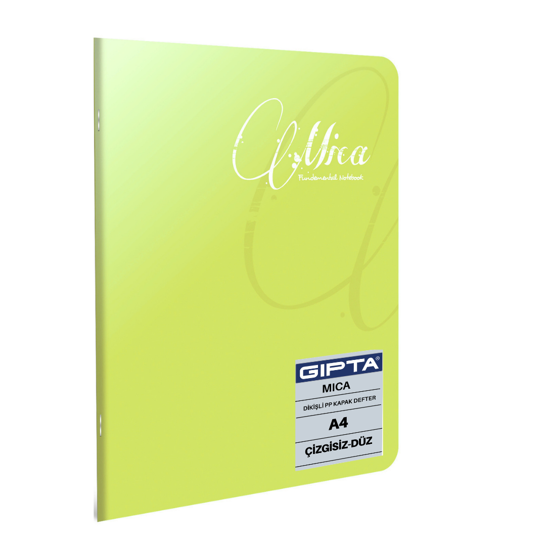 Gıpta Mica Dikişli Pp Kapak A4 Çizgisiz Defter Fıstık Yeşili