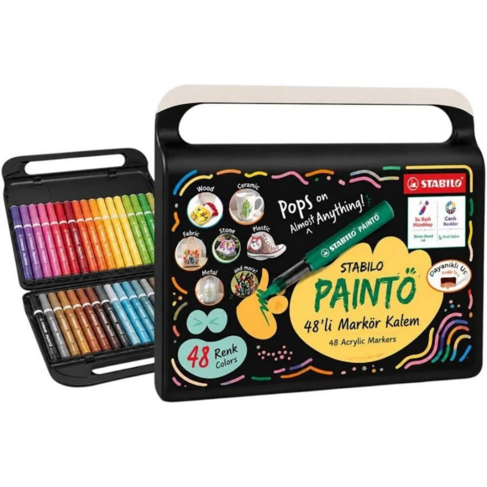 Stabilo Paintö 2,3 mm Akrilik Marker Kalem Seti 48 Renk