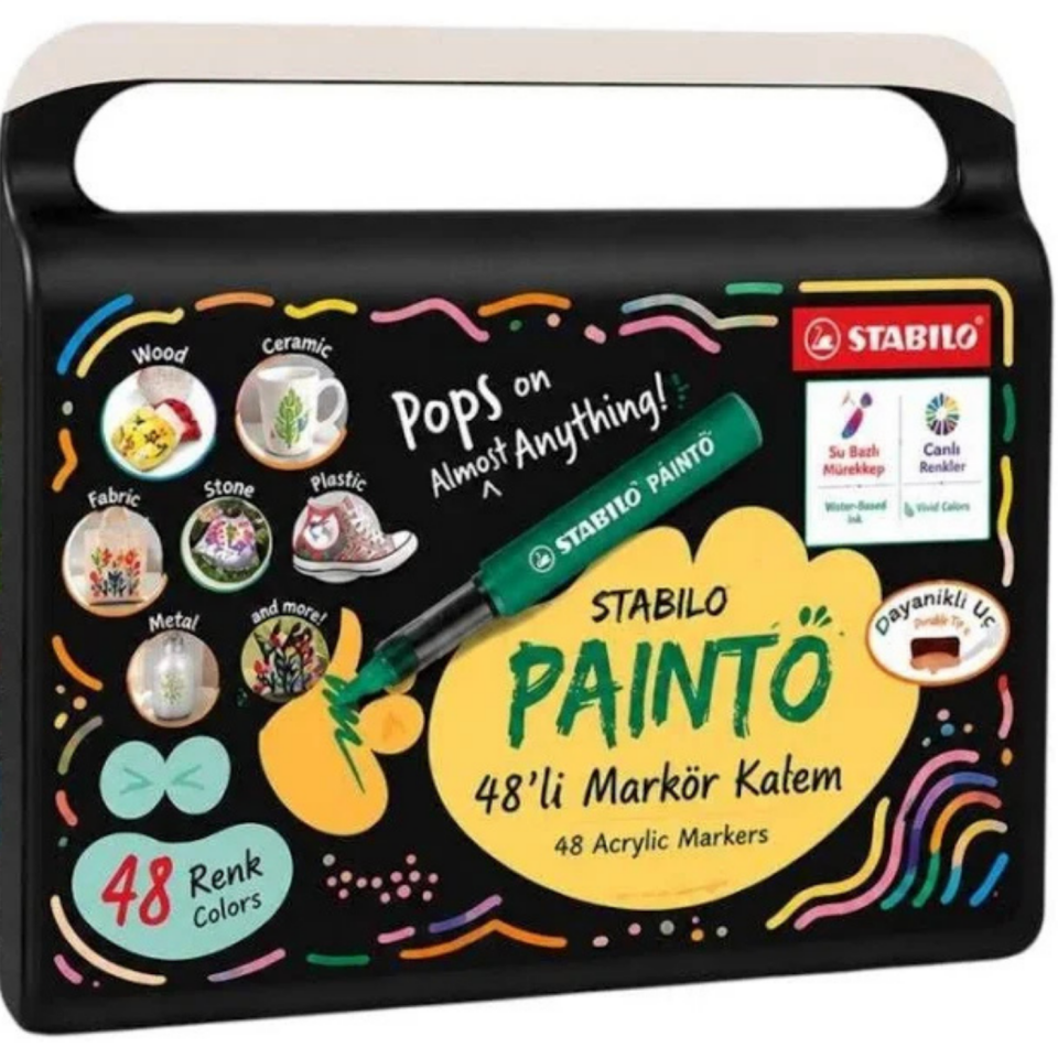 Stabilo Paintö 2,3 mm Akrilik Marker Kalem Seti 48 Renk