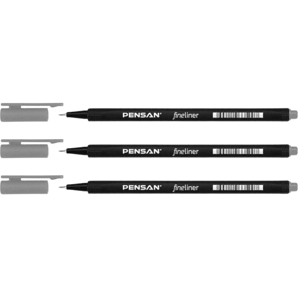 Pensan 6500 Fineliner Kalem 0.4 mm Gri 3'lü