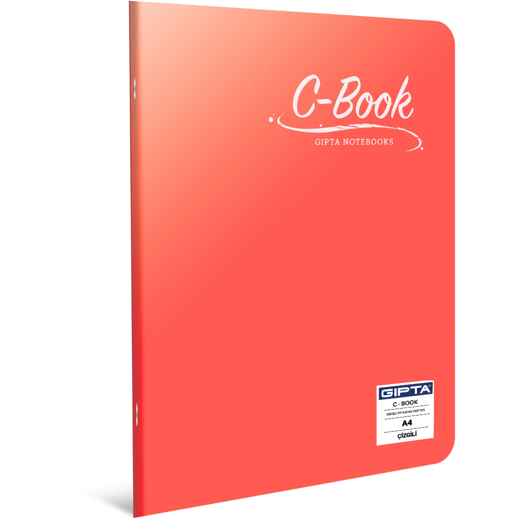 Gıpta 6906 C-Book PP Kapak A4 Çizgili Defter Kırmızı - 100 Yaprak