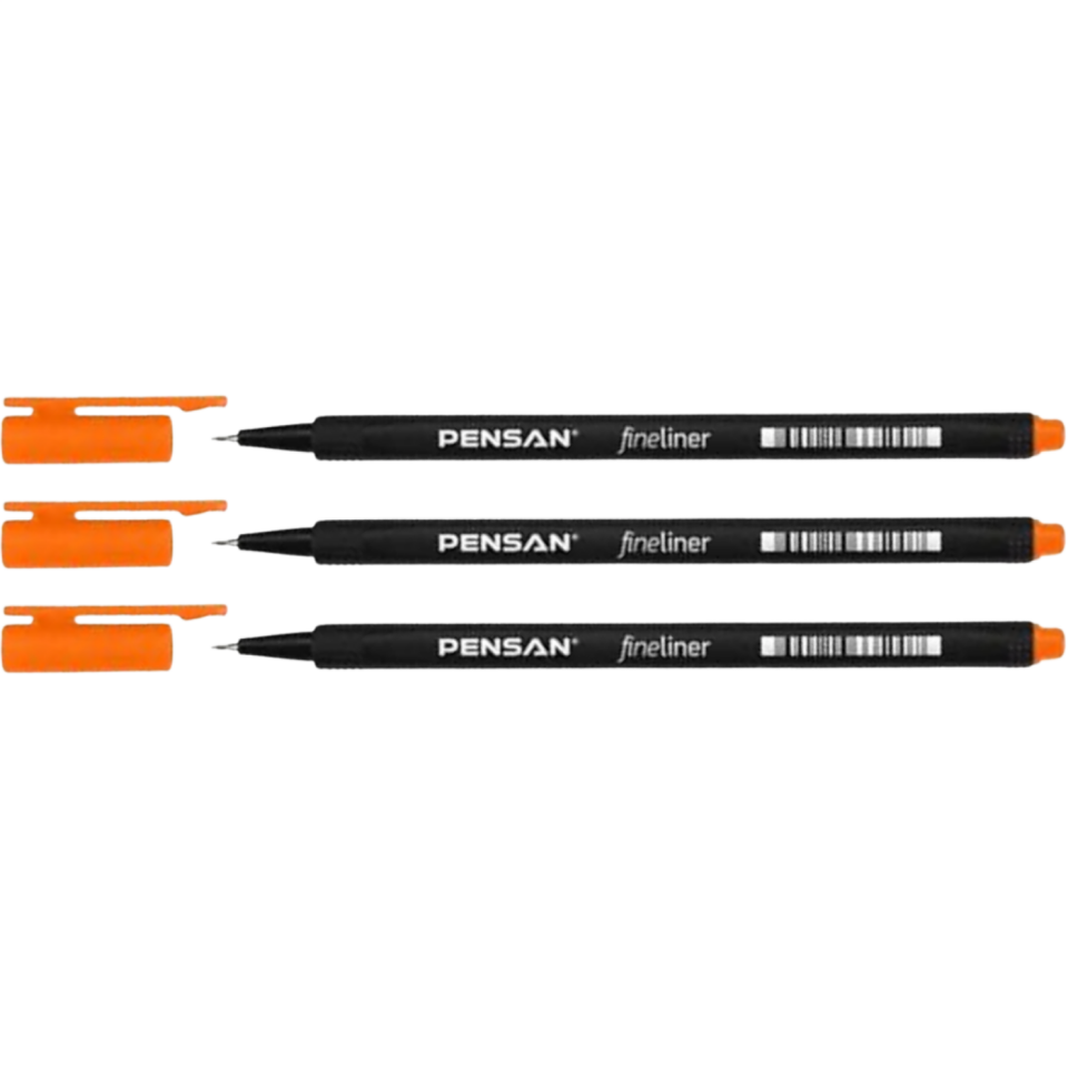 Pensan 6500 Fineliner Kalem 0.4 mm Turuncu 3'lü