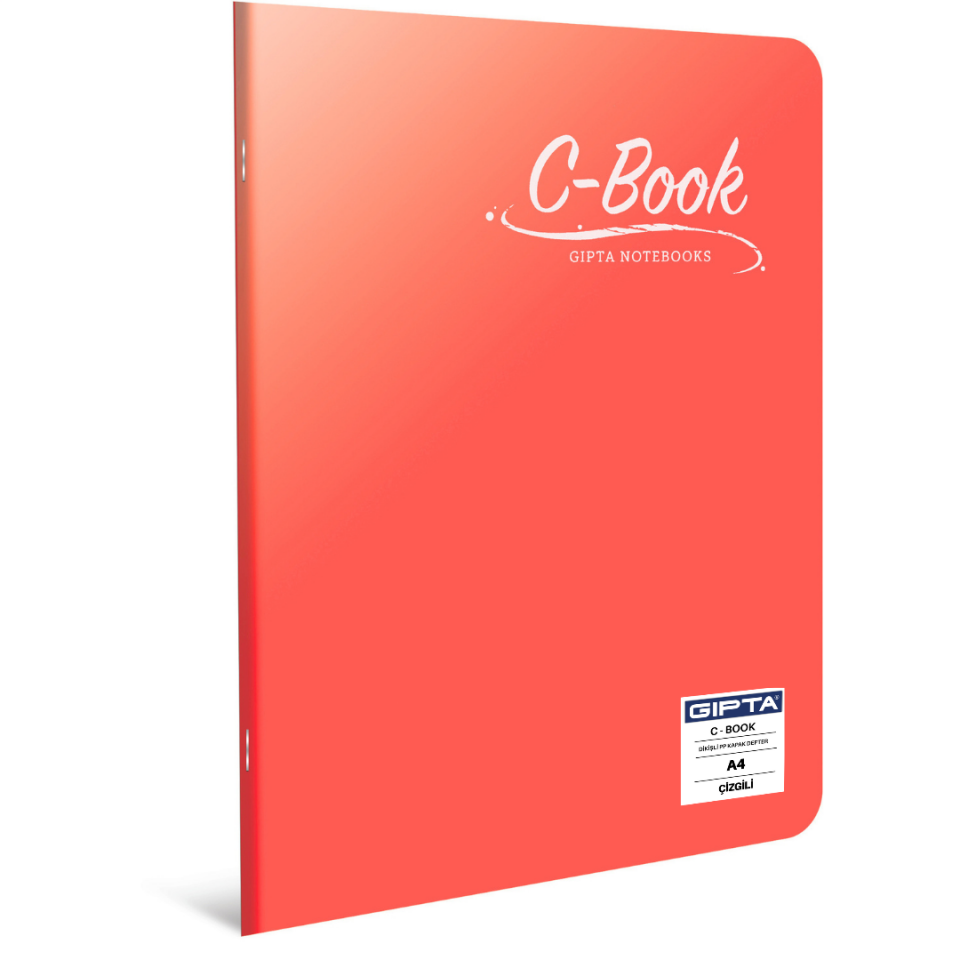 Gıpta 6906 C-Book PP Kapak A4 Çizgili Defter Kırmızı - 60 Yaprak