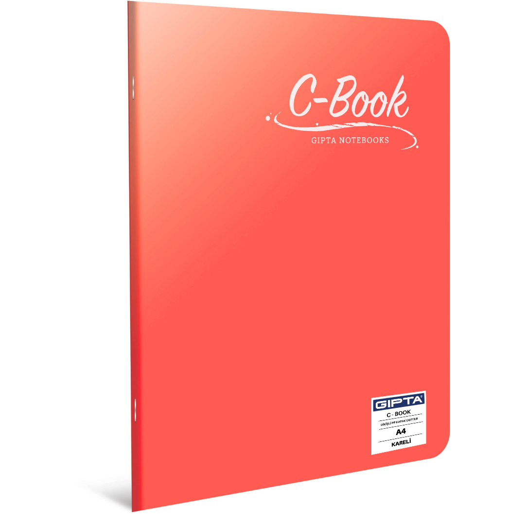 Gıpta C-Book PP Kapak A4 Kareli Defter Kırmızı - 80 Yaprak