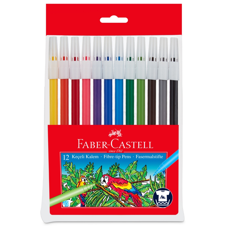 Faber Castell Keçeli Kalem 12'li Poşet Yıkanabilir 155130